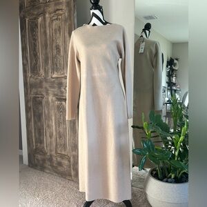 Zara Beige Maxi Dress 100% wool new ret 100eur